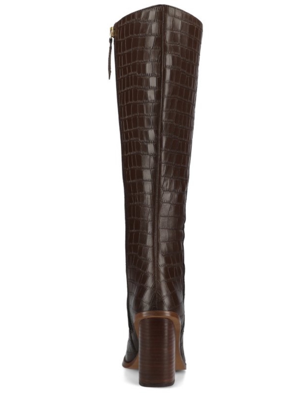 Journee Extra Wide Calf Brown Croc Knee High Boot - Picture 6 of 8